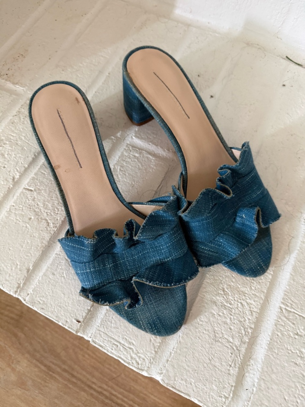 Loeffler Randall denim Versa slide on sandal size 9 preowned